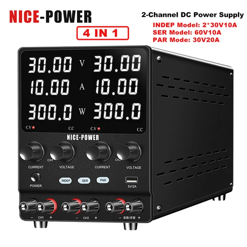 Variable Dual-Channel Power Supply Lab 3-Way 30V10A Voltage Regulator Series Parallel Toggle Power Supply For Phone Repair