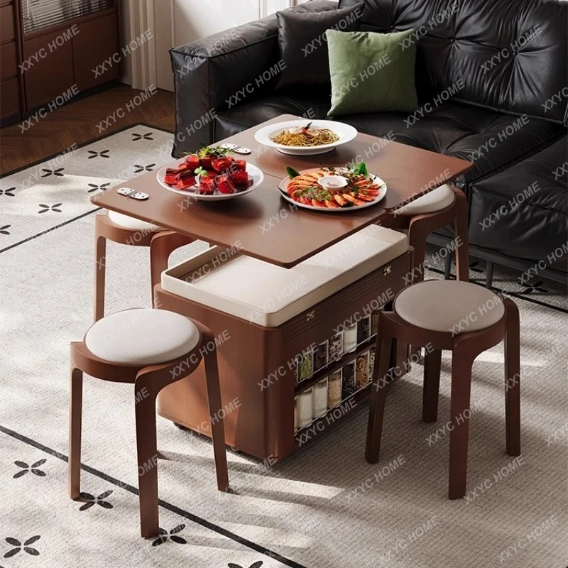 L  antique living room household small apartment multi-functional folding solid wood coffee table