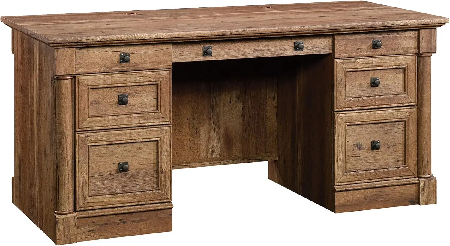 

Executive Desk, 29.5"D x 65.1"W x 29.61"H, Vintage Oak finish Color Vintage Oak Style Farmhouse