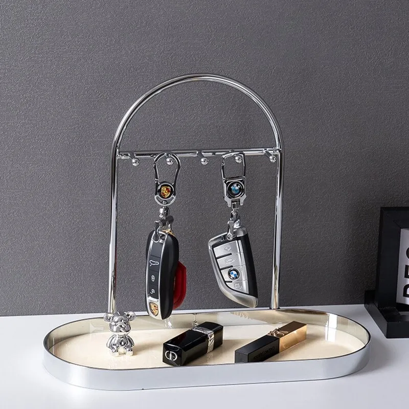 Light‑Luxury Chinese Style Entrance Organizer Tray Key Watch Perfume Aromatherapy Display Holder for Household Entry Decor Use