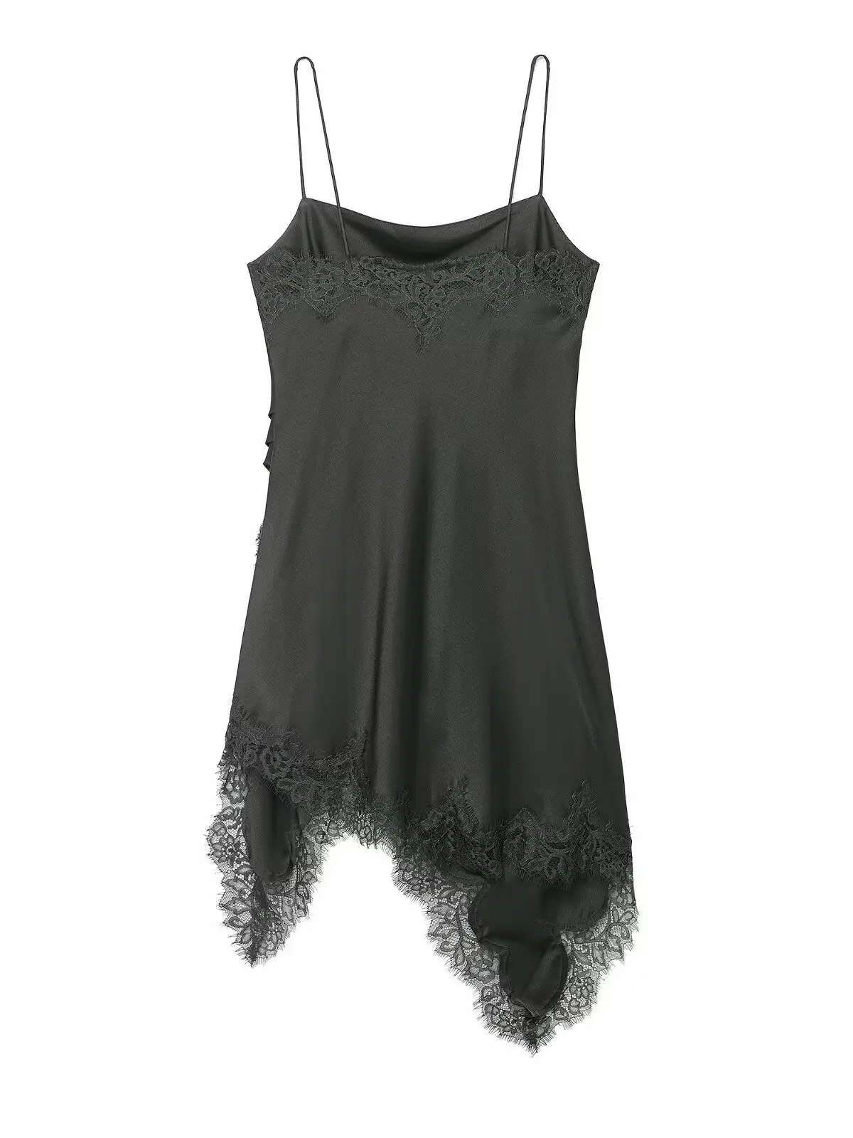 Soie Satin Texture dentelle insérer sangle haut français Sle coupe ajustée V Ne longue ligne décontracté femmes vêtements intérieurs Sle nouvel hiver 2025