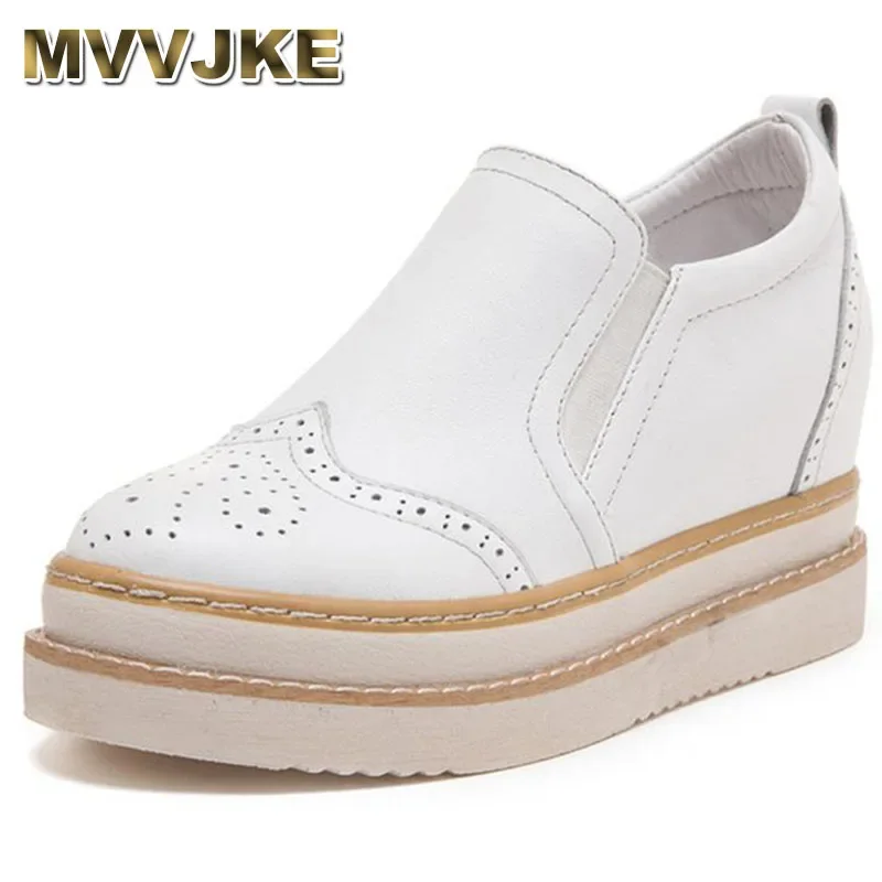 

Flat Shoes Women Spring Autumn Genuine Leather Platform Shoes Woman Loafers Women's Slip On Shoe White Shoe For Woman