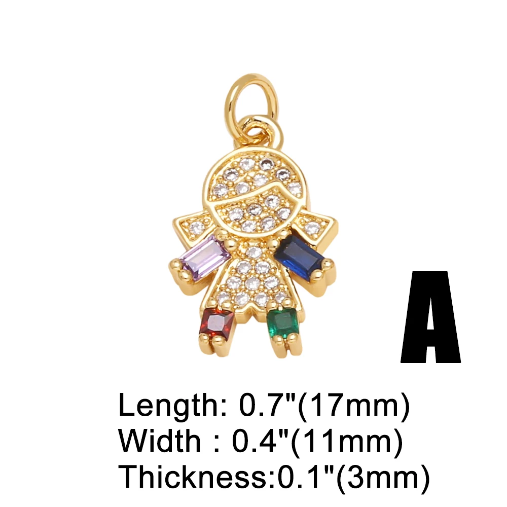 OCESRIO Multicolor Crystal Boy Girl Pendant for Necklaces Copper Gold Plated Handmade Jewelry Making Component Wholesale pdtb744