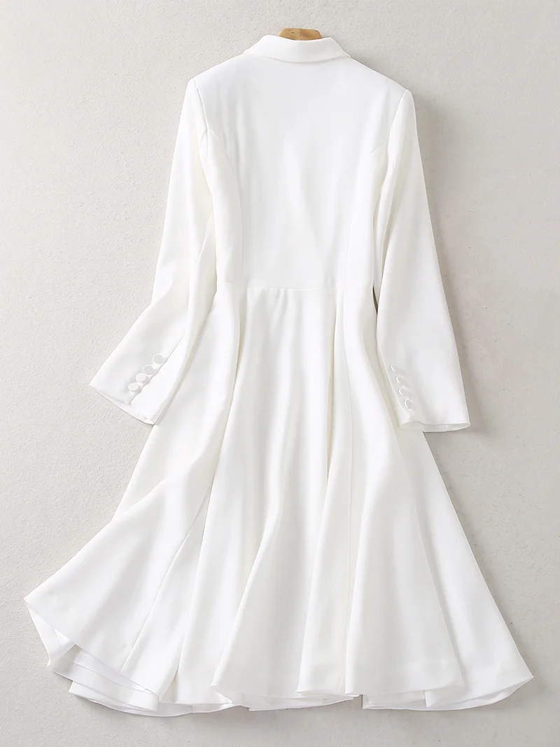 New Fashion Women White Blazer Coat Dress Kate Middleton Princess Elegant Long Sleeve Royal Autumn Outwearing For Ladies view 3