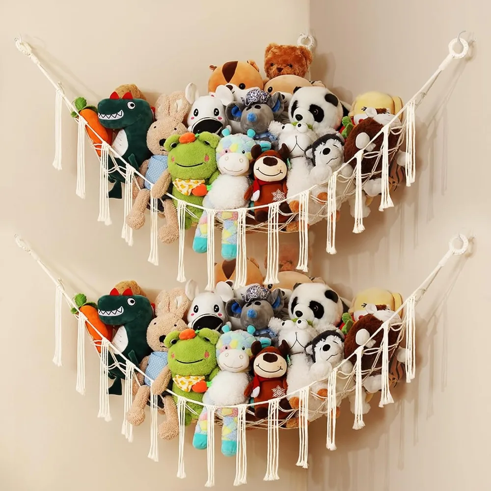 

2-Piece Plush Toy Hammock, Woven Toy Storage Net, Suitable for Plush Toys, Corner Baby Room Hanging Storage Rack