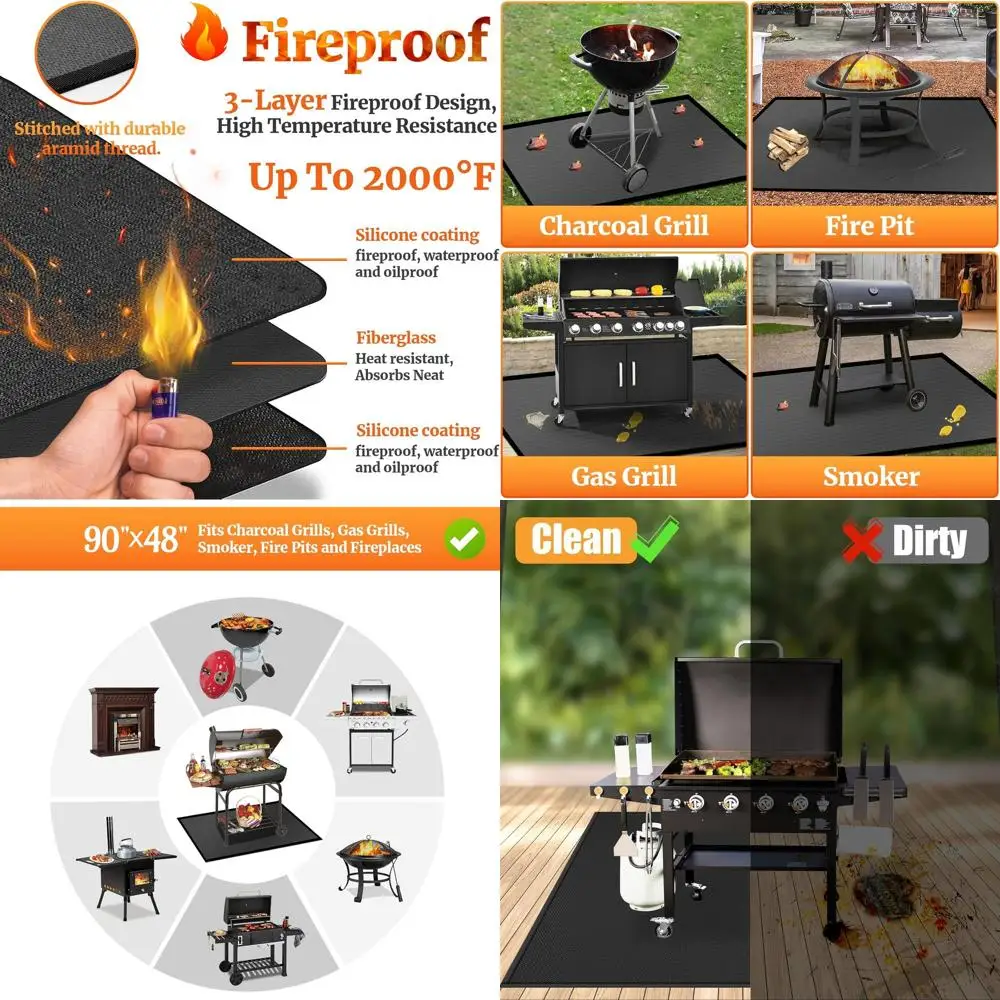 

Universal Grill Mat for Blackstone 28 & 36 Griddles - Protect Patio & Deck from Outdoor Grilling