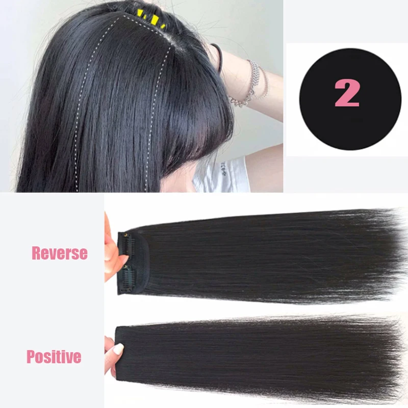 Synthetic Short Hair Pieces Invisible Clip in Hair Pad High Hair Pieces in Hair Extension Fluffy Natural Fake Hairpieces