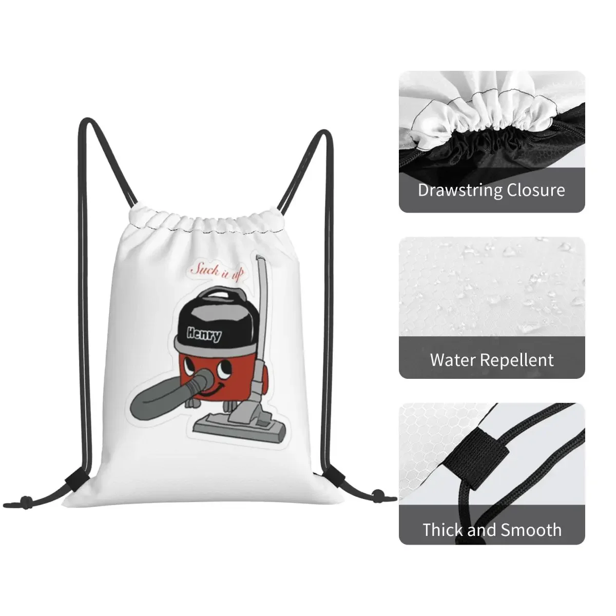 Henry Hoover Suck It Up Sticker Backpacks Fashion Drawstring Bags Sports Bag Book Bags for Man Woman Students