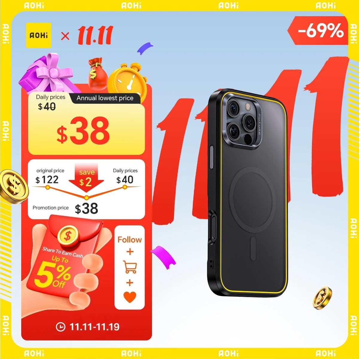 

AOHi The Future MagArmor Magnetic Phone Case (For iPhone 16 Pro/ 16 Pro Max)