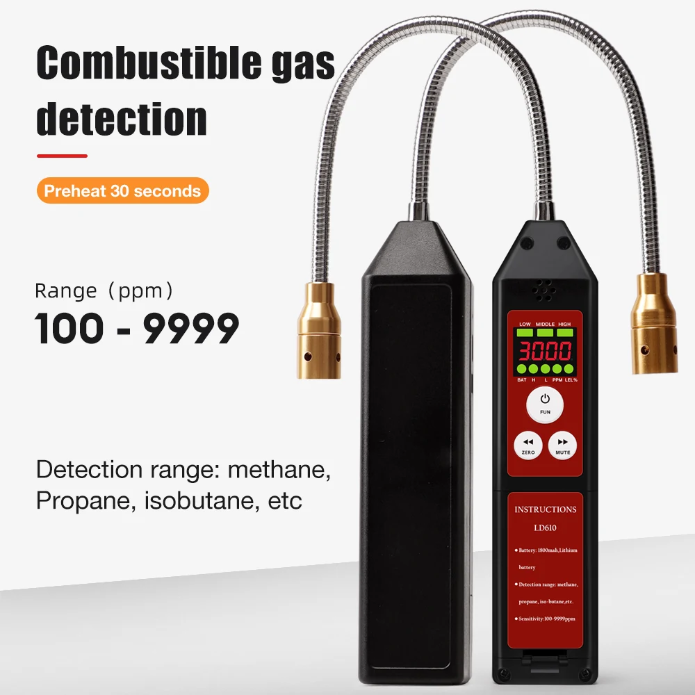 

LD610 Детектор горючего газа CH4 C4H10 CH2Cl2 Детектор утечки метана Детектор утечки природного газа для домашнего промышленного использования