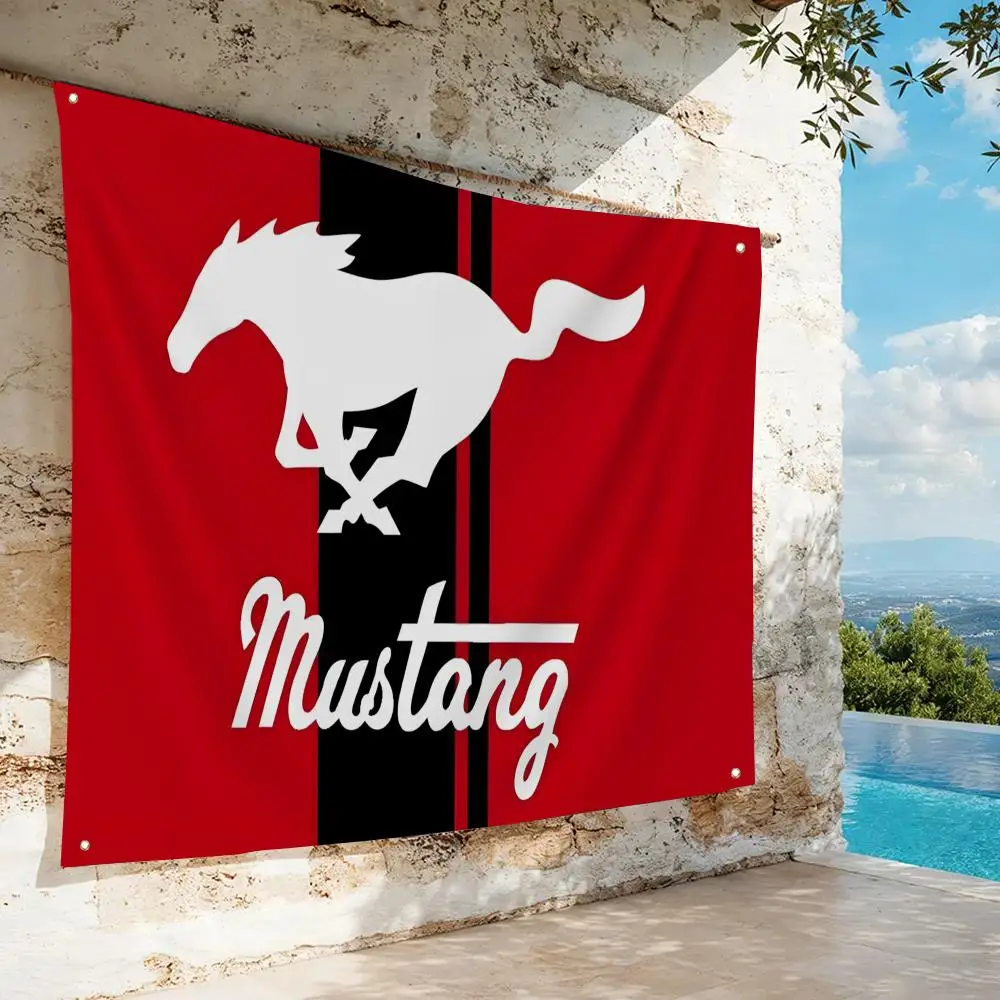 F-Ford Mustang Flags Home Yard & Garden Decor Banner - Indoor Outdoor Wall Hanging Flag