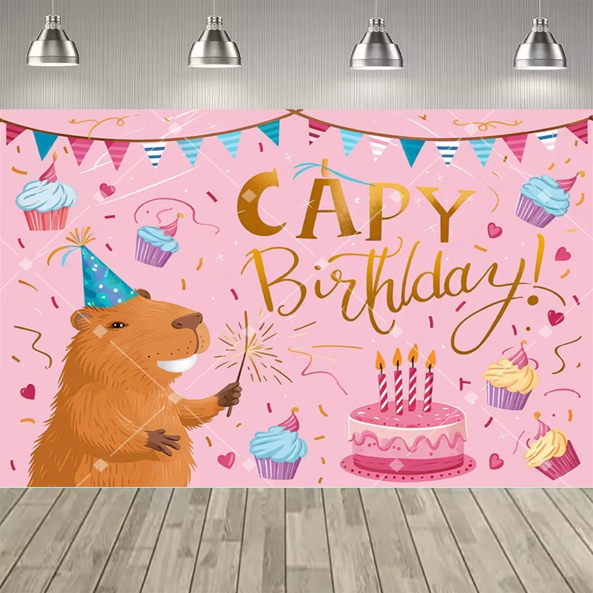 Cartoon-Capy-Geburtstagsparty-Dekorationen Hintergrund Niedliches Capybara-Thema Geburtstagsparty Baby-Taufe Party-Zubehör Fotorequisiten – Detail 7