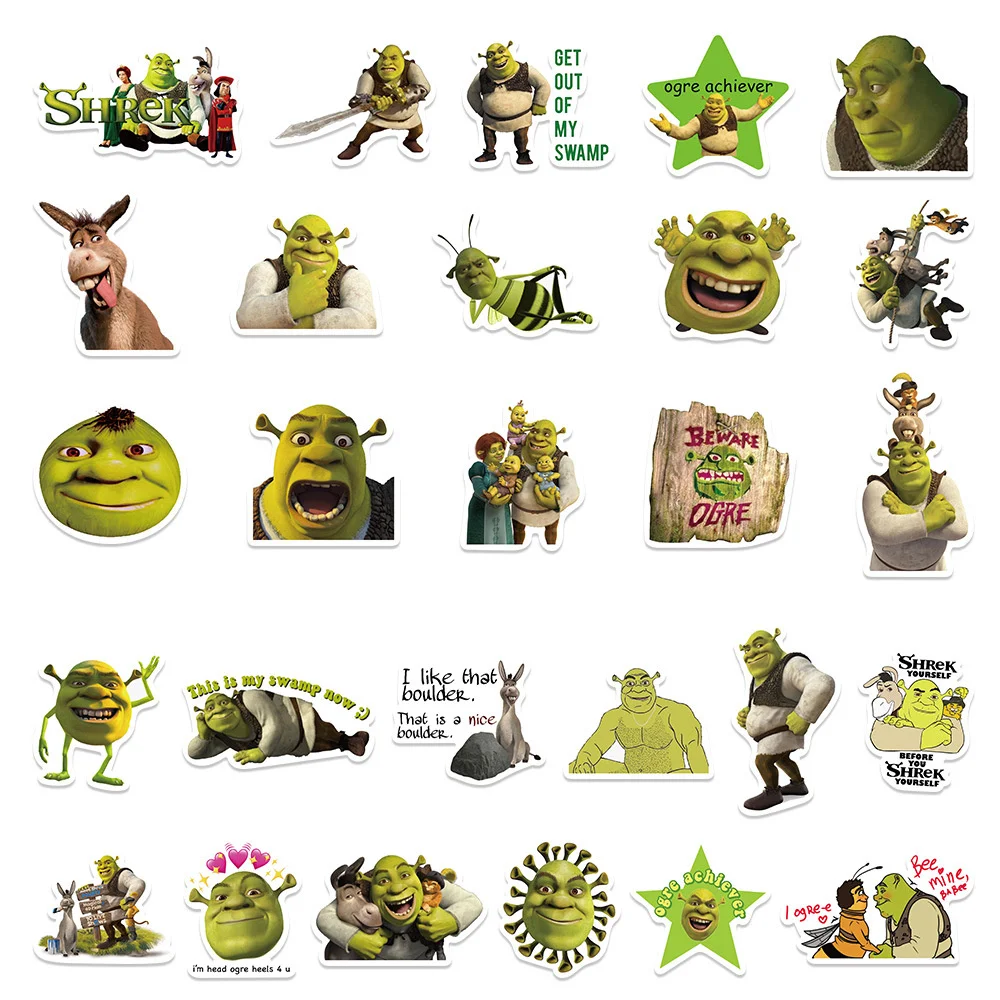 52pcs Cute Fun Cartoon Monster Shrek Graffiti Sticker DIY Suitcase Laptop Suitcase Guitar Star Sticker Waterproof Decals