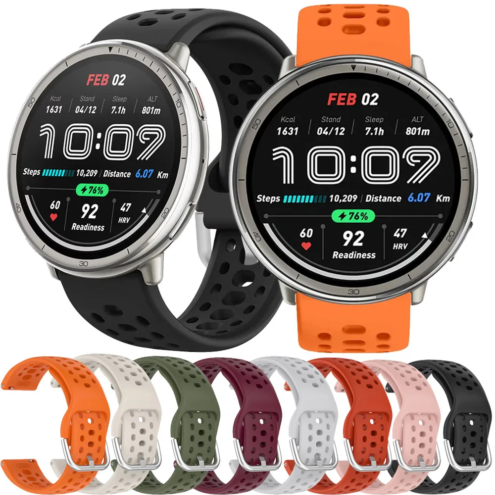 

1:1 Official Silicone Strap For Amazfit Active 2 Original Sport Breathable Bracelet Correa For Amazfit GTS 4/3/2 Mini Bip 3 Band