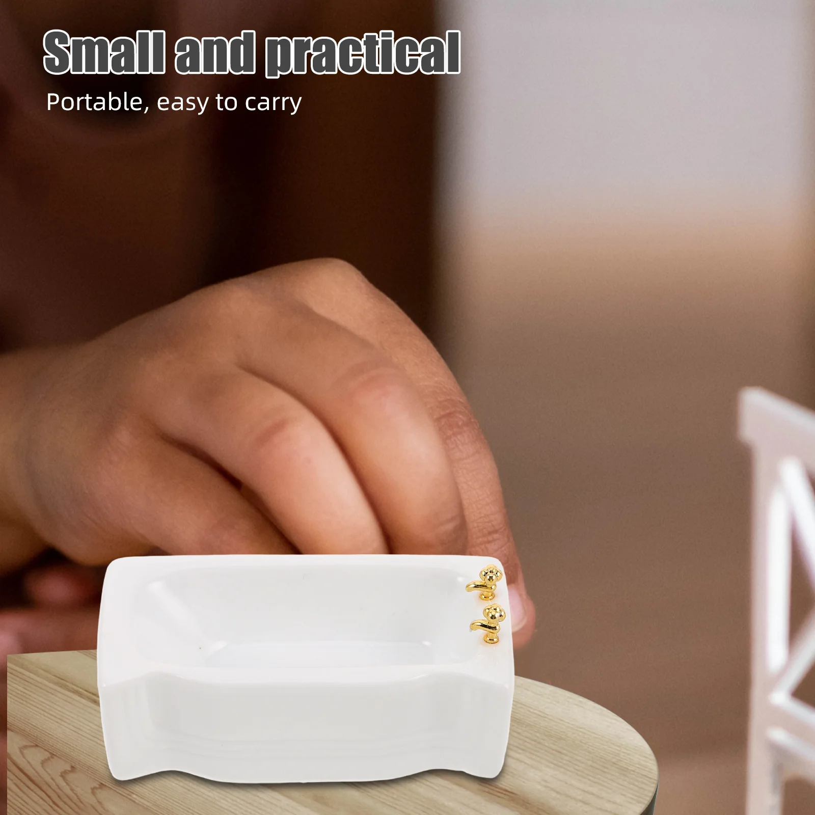 

Miniature Porcelain Ceramic White Square Bathtub 1:12 Dollhouse Bathroom Furniture Accessories for Realistic Display