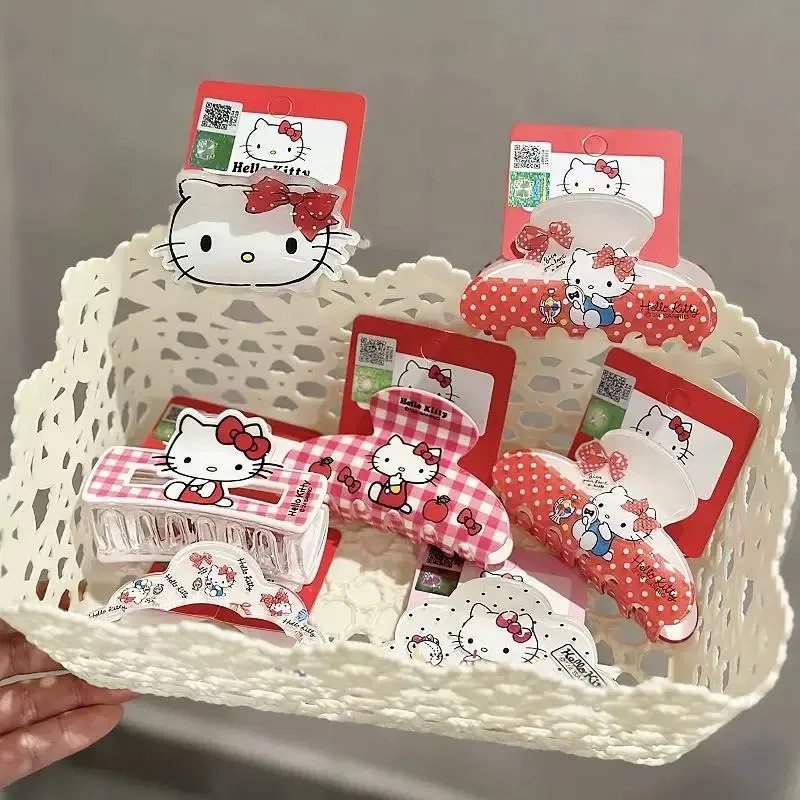 Anime Hello Kitty Hairpins Hair Claws Cute Kuromi Hair Clips KT Cat Hair Accessories Birthday Girl Claw Clip Birthday Gifts