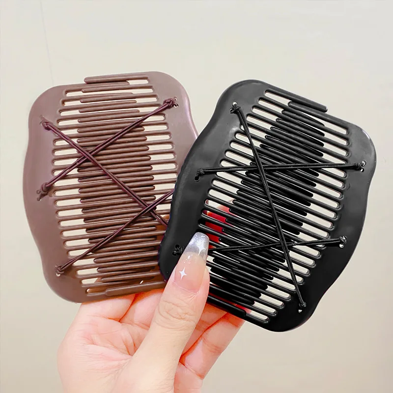 New Elastic Force Double Row Hair Comb For Women Long Thick Hair Updo Headband Vintage Insert Hair Comb Fashion Hair Accessories