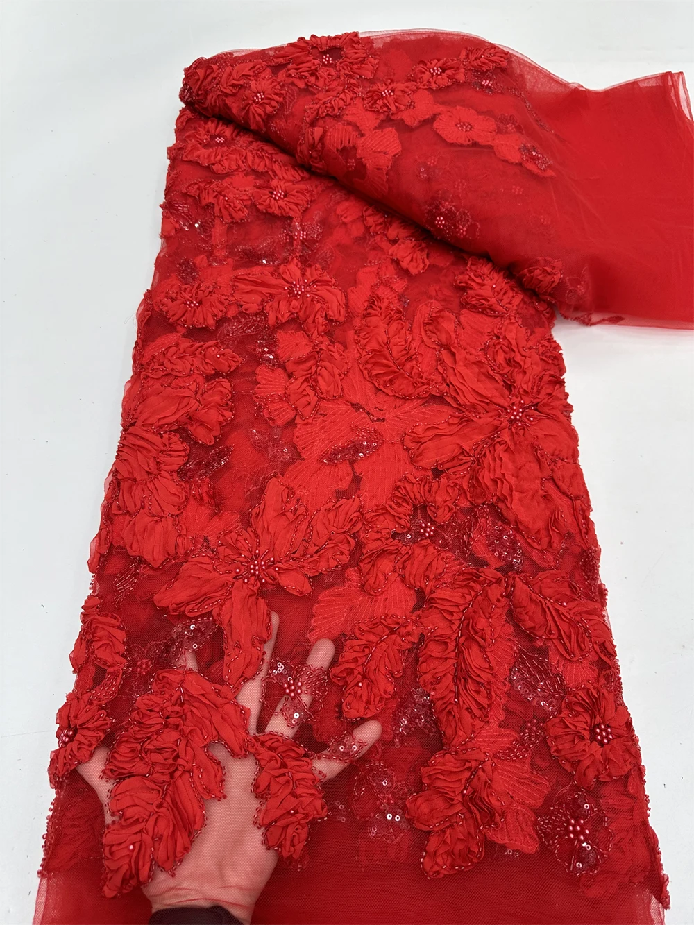 

African Lace Fabric 2025 Sequins Beaded Embroidery Groom Nigerian Bridal High Quality French Tulle Lace Fabric For Wedding Sew