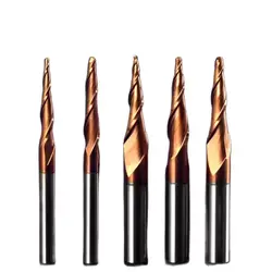 Weitol 1pcs Two Flutes Taper Spiral Ball Nose End mill router bit milling cutter taper two flutes spiral bit