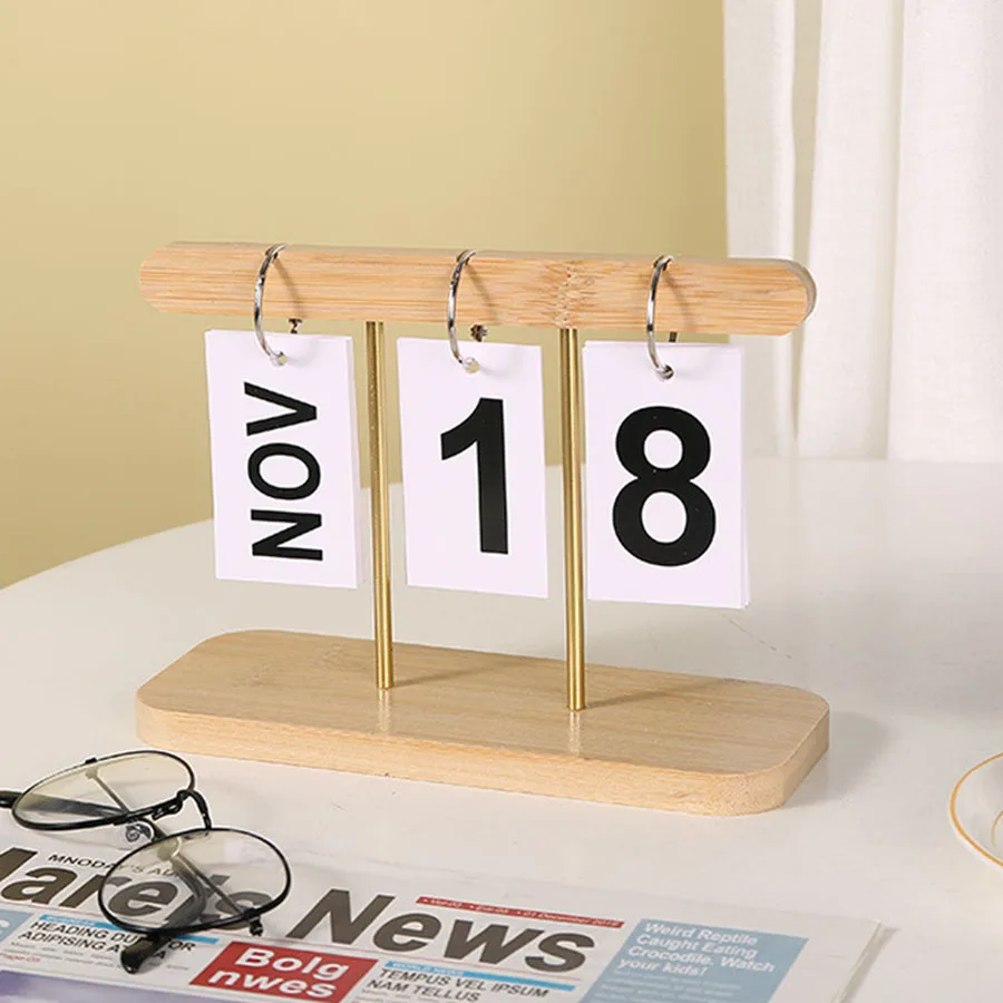 Modern Simple Wooden Calendar Flip Page Listing Perpetual Calendar Bedroom Desk Decorated With Holiday Gifts Desk Calendar