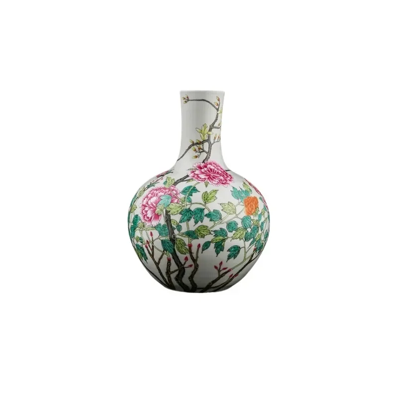 Ceramic Handmade Pastel Peony, Magnolia Butterfly, Antique Ornament Vase