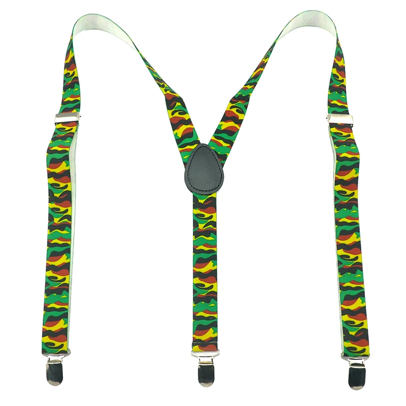 2,5 cm Modne Nowe 7 Klasycznych Wzorów Kamuflażu Wojskowego Mieszane Szelki Męskie Unisex Klipsowe Elastyczne Wąskie Paski Szelki typu Y