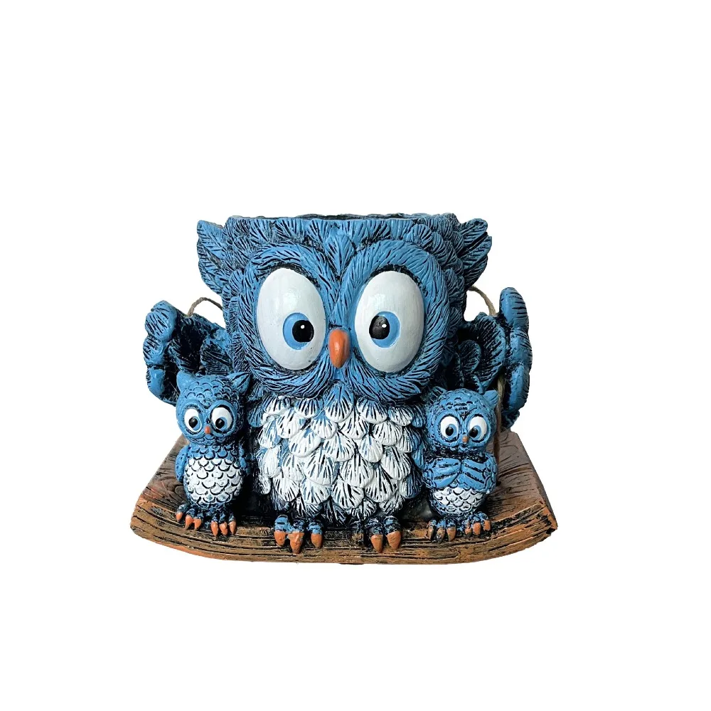 

Crafts Resin Owl Statue Planter Cute Decorative Animal Plant Pot Hanging Hydroponic Flower Holder Balcony
