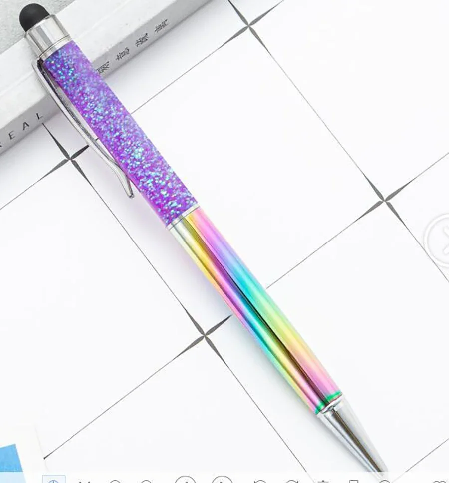 Luxuriöser, farbenfroher Kugelschreiber mit Ölgoldpulver und Treibsand-Effekt, 1,0 mm, drehbarer Metallkugelschreiber für Schule und Büro – Detail 26