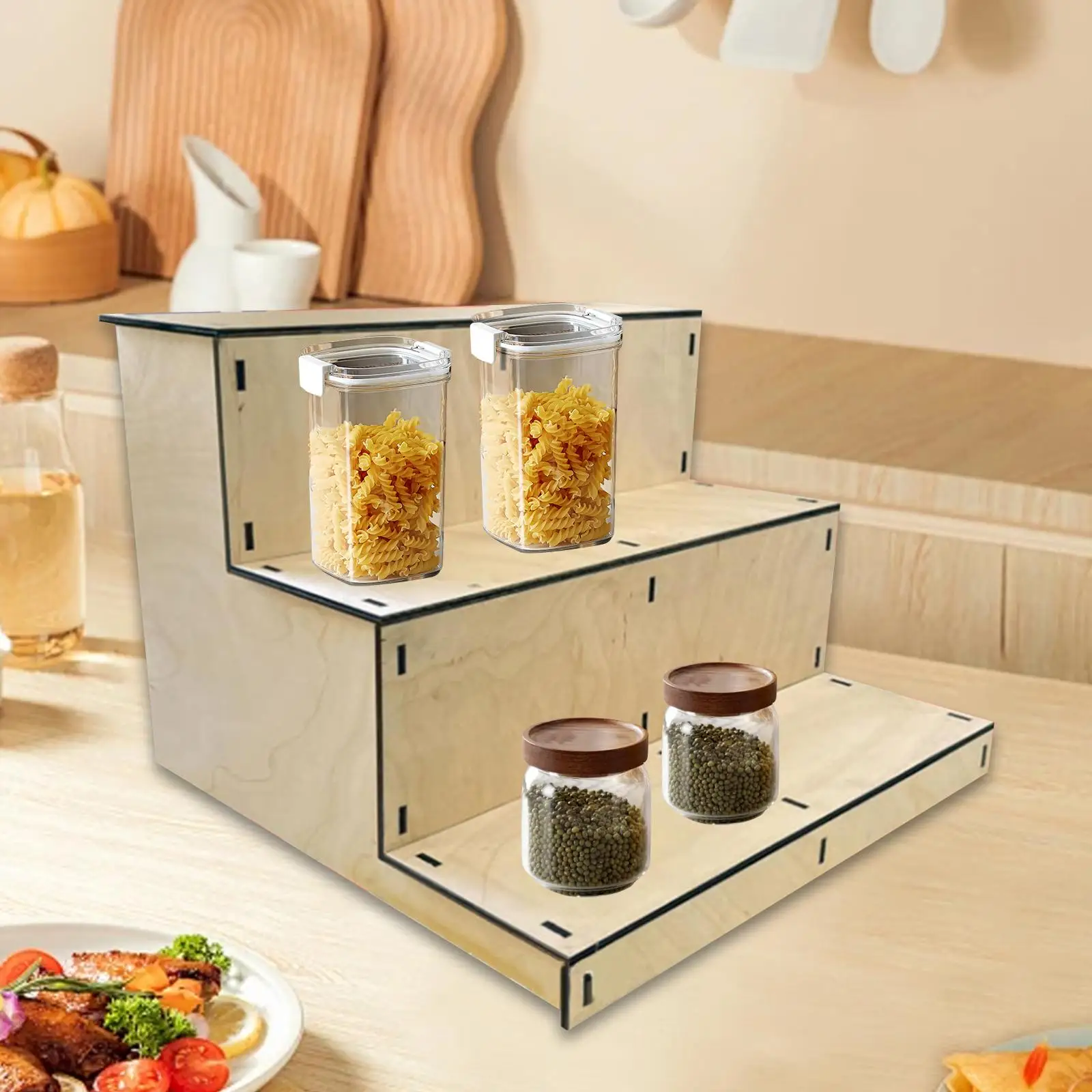 Decorative Display Stand Wooden 3 Tier Goods Display Shelf for Vendor Booth Candles Tumblers Pastry and Craft Show Tables