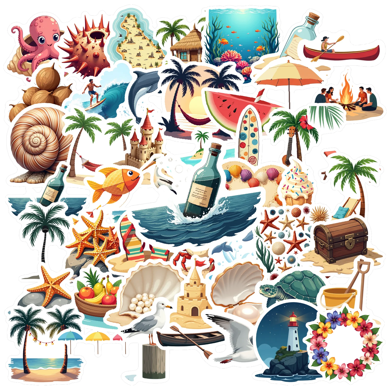 35-70 قطعة ملصقات الشاطئ الجزيرة الاستوائية الصيف السفر Diy بها بنفسك الأمتعة الغيتار الثلاجة المحمول الكتابة على الجدران ملصق القرطاسية المدرسة #3