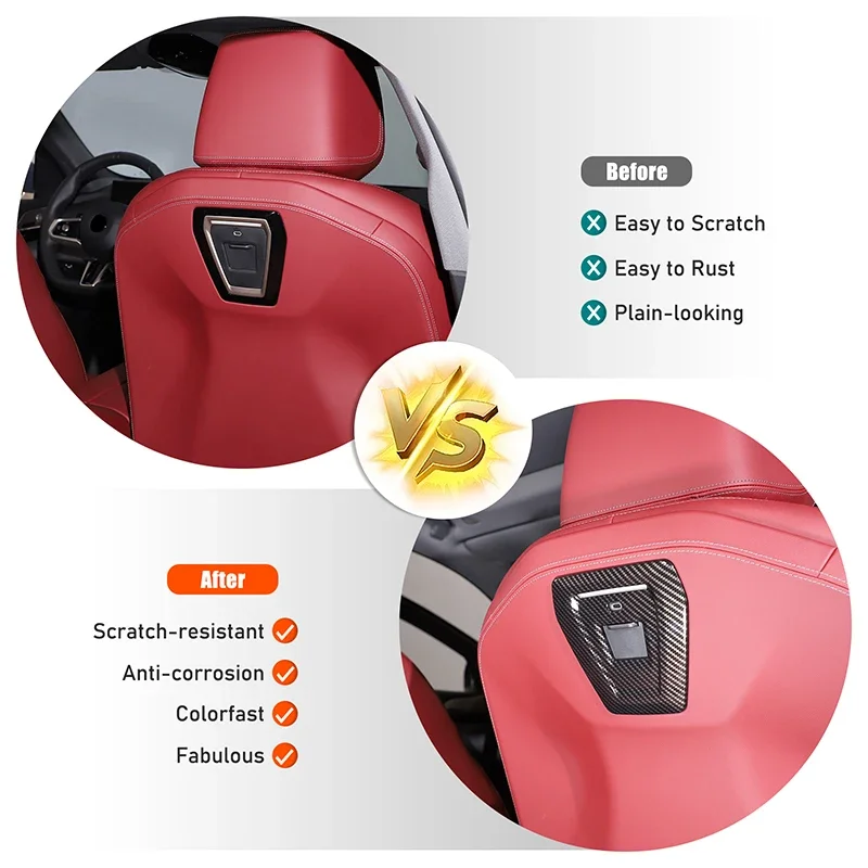 

For BMW 5 Series G60 2024+ Car Seat Back Decorative Panel ABS Carbon Fiber Pattern Interior Accessories 2 Pcs