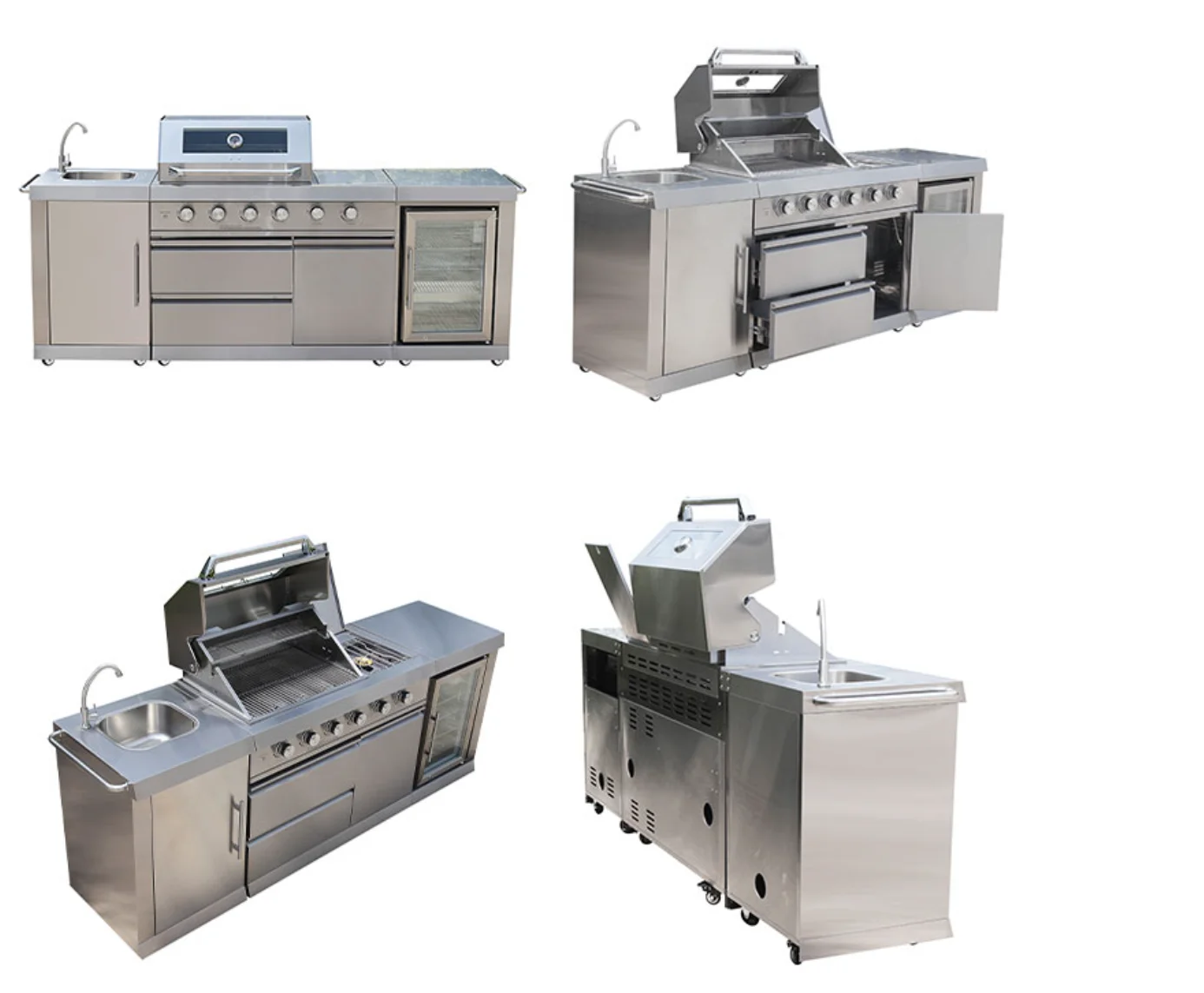 Modular 304 de acero inoxidable para cocina al aire libre, características preventivas de corrosión, fregadero para barbacoa de estilo coreano, refrigerador, ensambla libremente