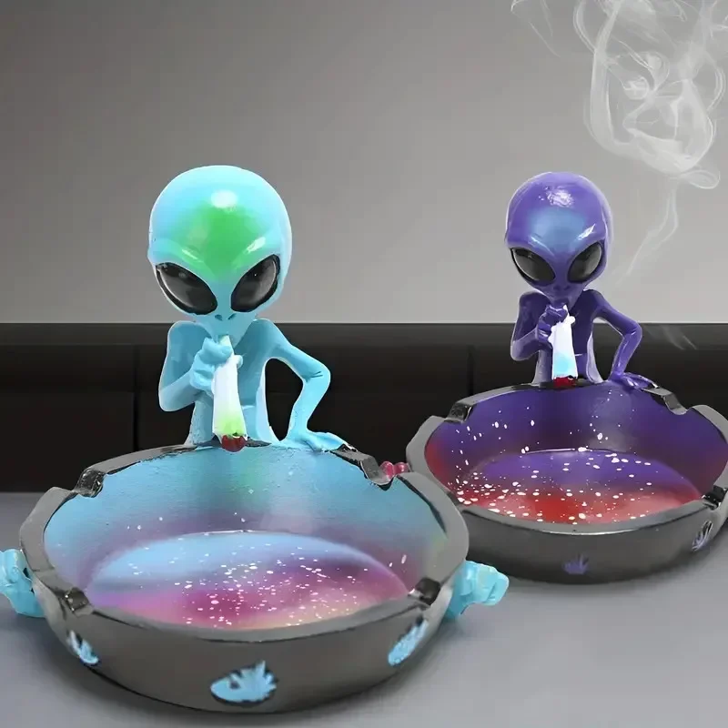 ALIEN Decoration tabletop ashtray resin hiphop Container Retro Vintage Home Office Bar Ornament Crafts Man smoking accessories