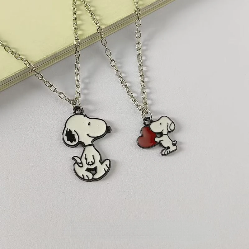 Cute Snoopy Cartoon Creative Fashion Versatile Necklace for Men and Women Couples Best Friends Parent-Child Necklaces Necklaces