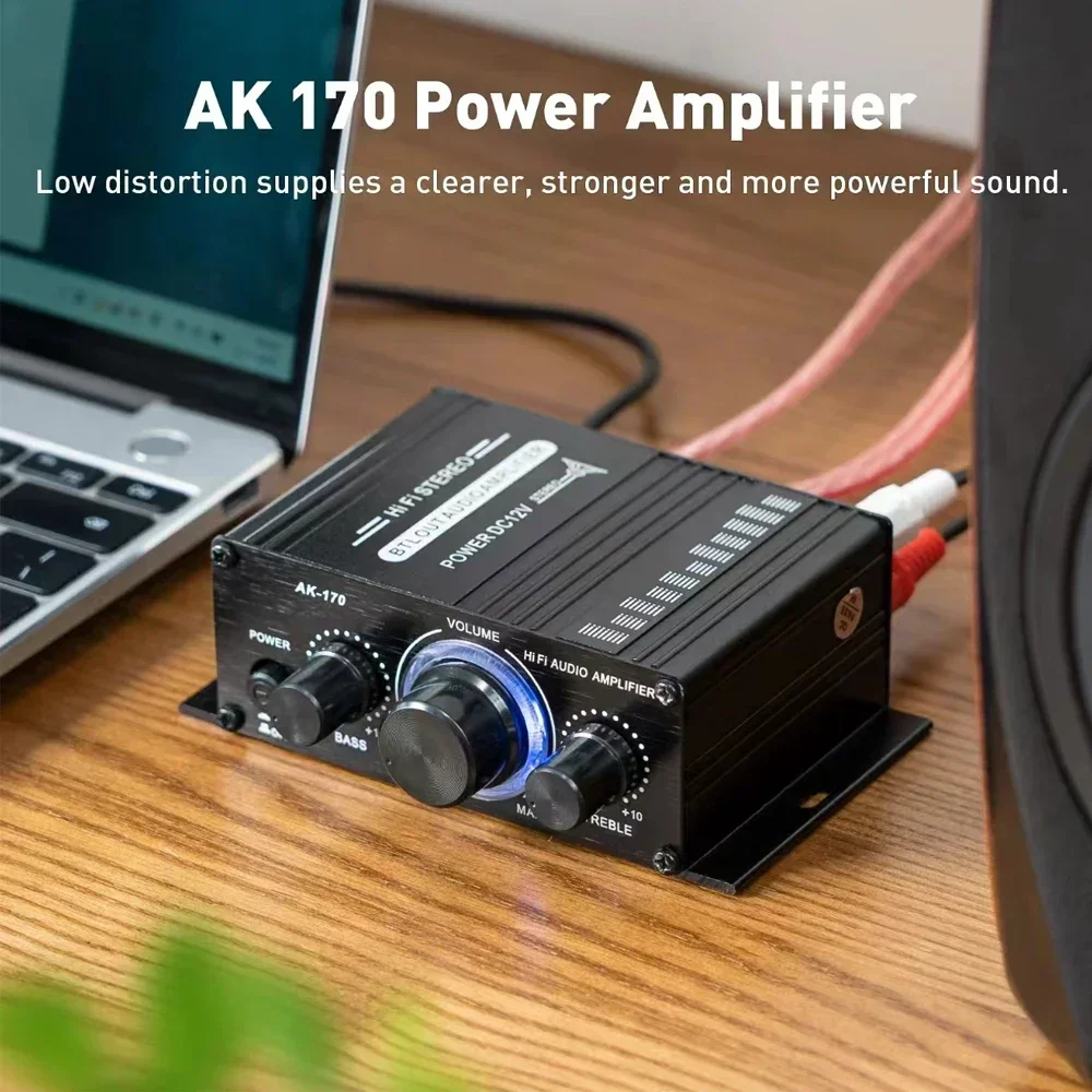 Усилитель мощности HIFI Автомобильный аудиоусилитель AK170 Channel 2.0 Домашний цифровой аудиоусилитель 20 Вт * 2 для домашних аудио и видеосистем DC12V
