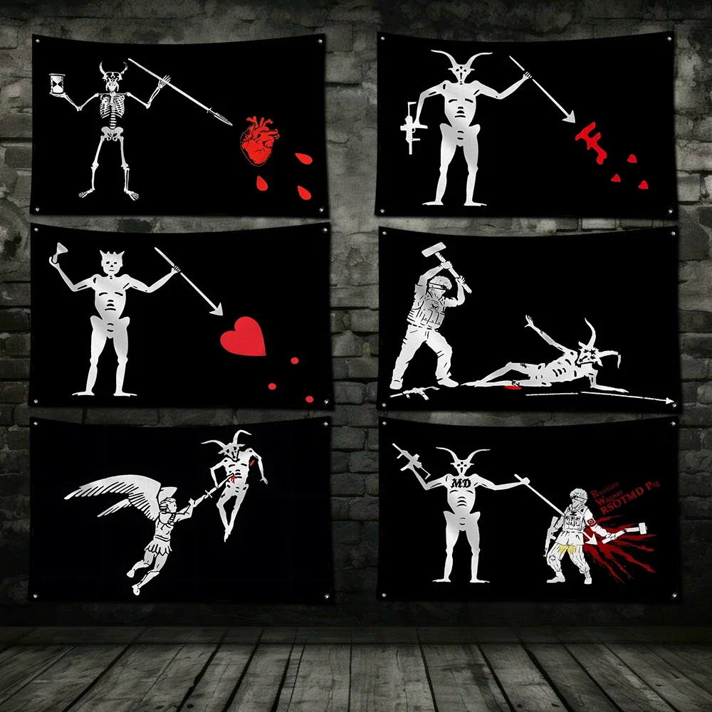 Drapeau de groupe d'observations avant pirate 3x5 pieds, impression numérique en Polyester pour décoration murale de porte de Garage avec œillets en laiton
