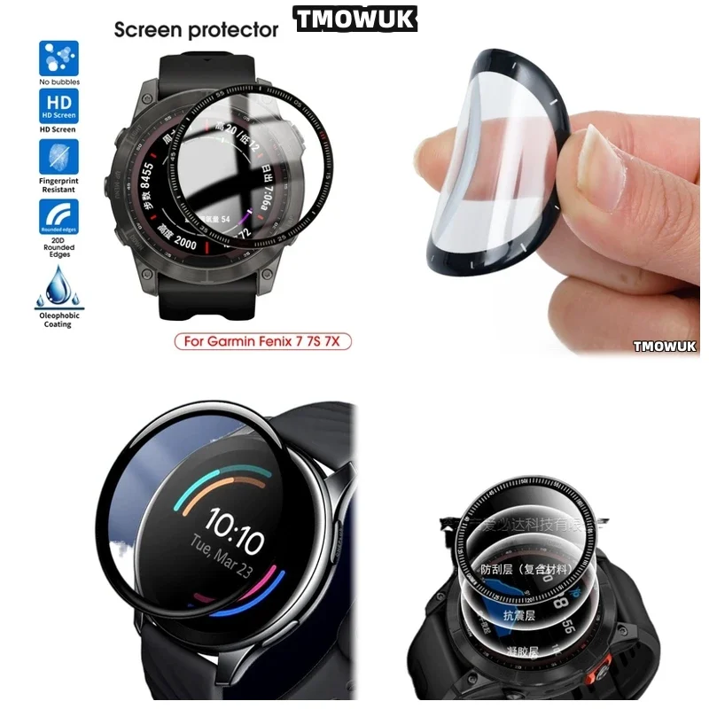 

For Garmin Fenix 6 7 8 7X 6X 7S 47mm 51mm Flexible PMMA Film Adapts To Your Movements