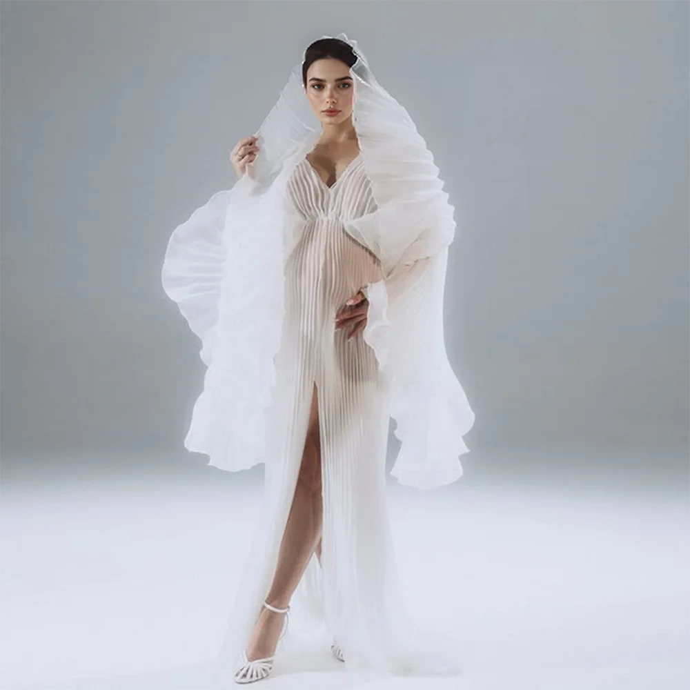 

Новые плиссированные платья для беременных для фотосессии, платье для беременных из органзы на заказ для фотосессии