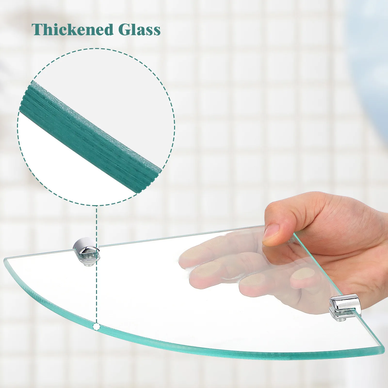 2Pcs Bathroom Triangle Glass Corner Shelf Wall Mounted Shower Storage Rack Floating Organizer for Shampoo Lotion Sponge Bath