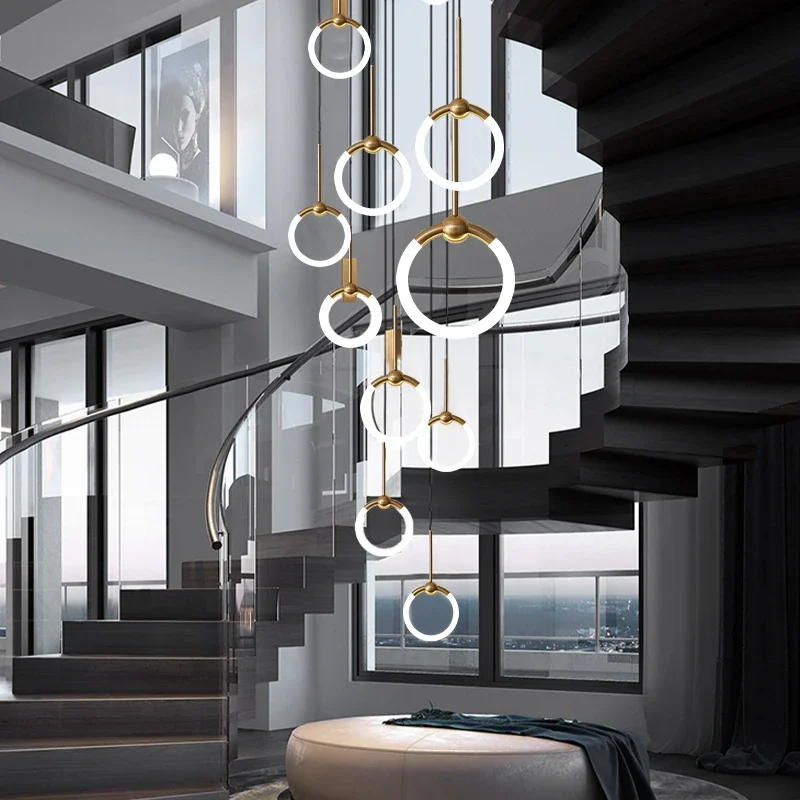 Imagem -03 - Modern Nordic Designer Chandelier Stair Pendurado Lâmpada Iluminação Interior Restaurante Salão de Exposições Hotel Sala de Estar Pendant Light