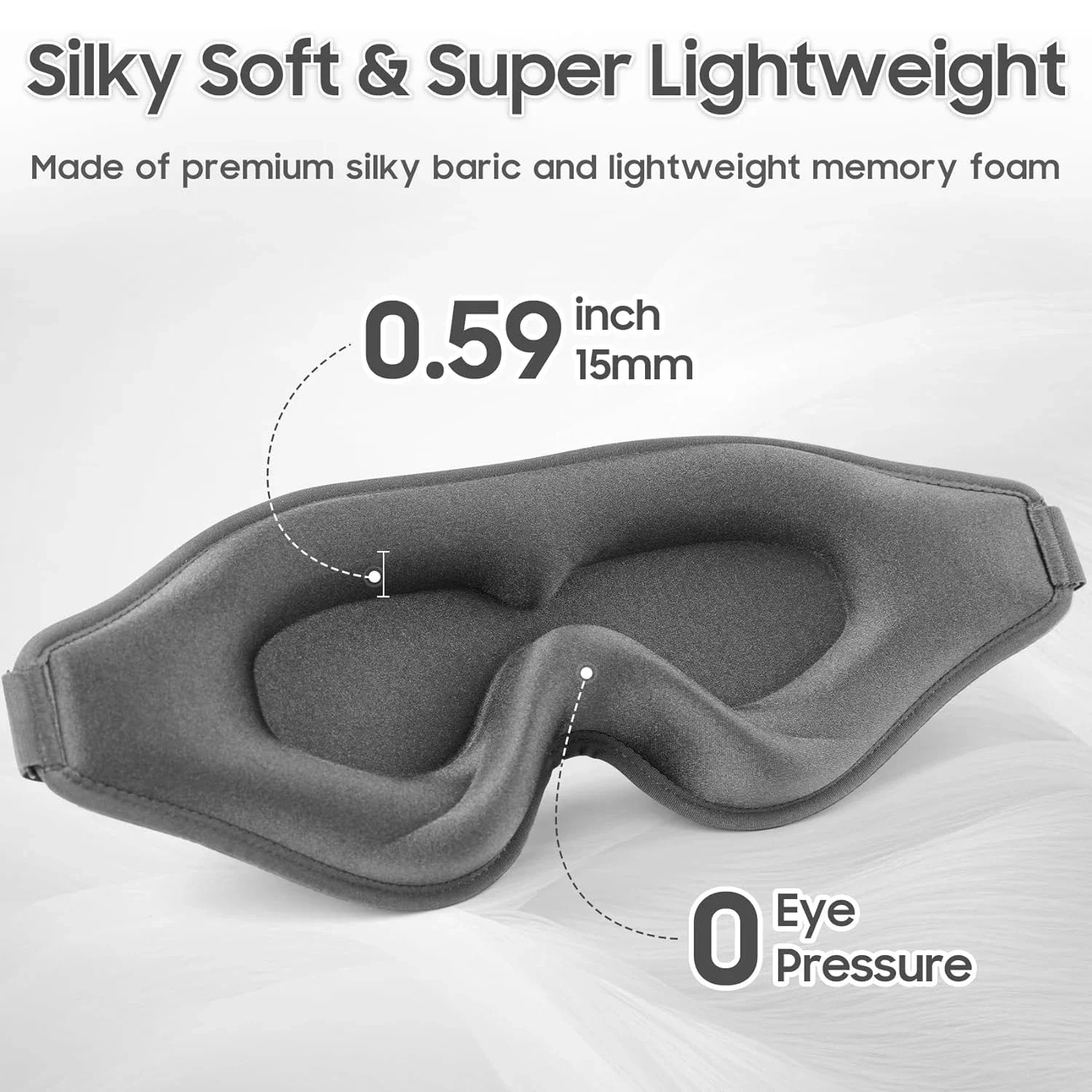 3D Sleep Mask for Men Women Soft Memory Foam Face Mask Blindfold 100% Eye Mask for Sleeping with Adjustable Strap Side Sleeper