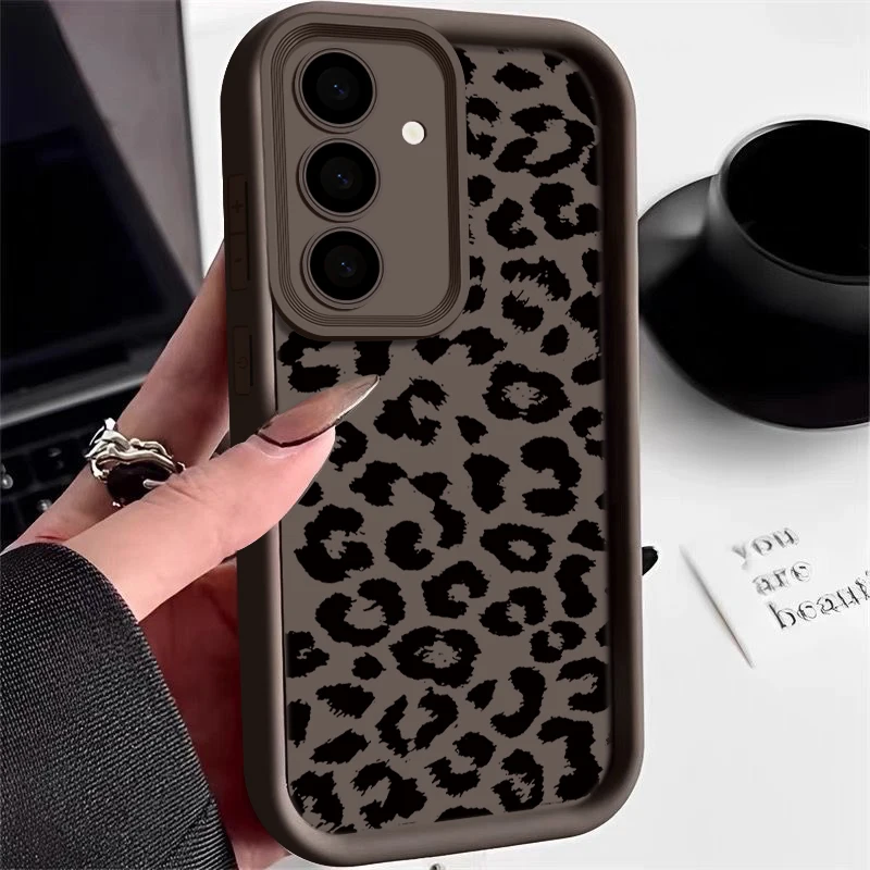 Leopardenmuster Silikonhülle für Samsung Galaxy S26 S25 S23 Ultra S24 FE A57 A56 A55 A16 A17 A18 A37 A15 5G Weiche TPU Handyhülle