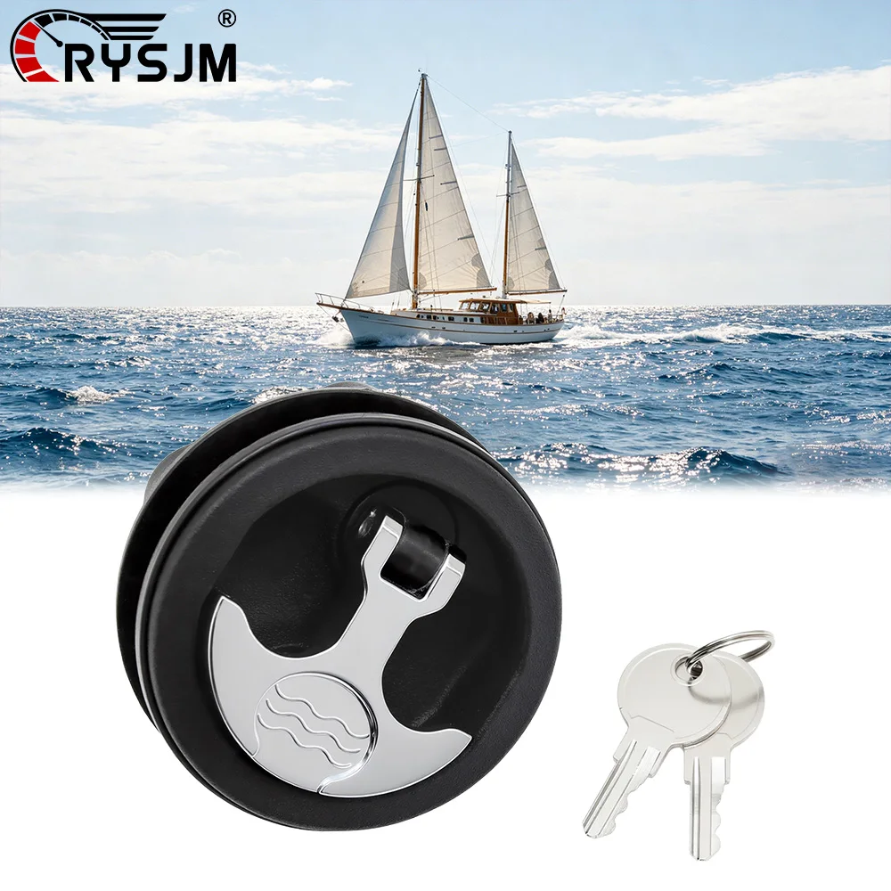 

Marine Boat RV Yacht Deck Hatch Lock Stainless Steel Pull Ring Round Flush Pull Lift Handle Latch With Key Accessories Hardware