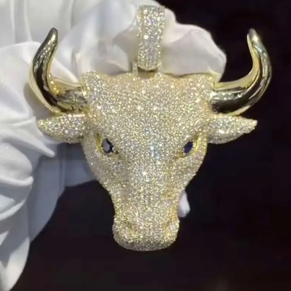 

Мужской кулон-подвеска в виде бычьей головы с фианитами, в стиле хип-хоп, для рэперов, блестящее уличное модное украшение, уникальные ювелирные изделия, подарки на праздники, подарки на день рождения