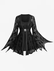 ROSEGAL Plus Size Gothic Vest Jacket Zipper PU Panel Patchwork Coats Black Sleeveless Grommet Buckle Lapel Collar Asymmetric Top