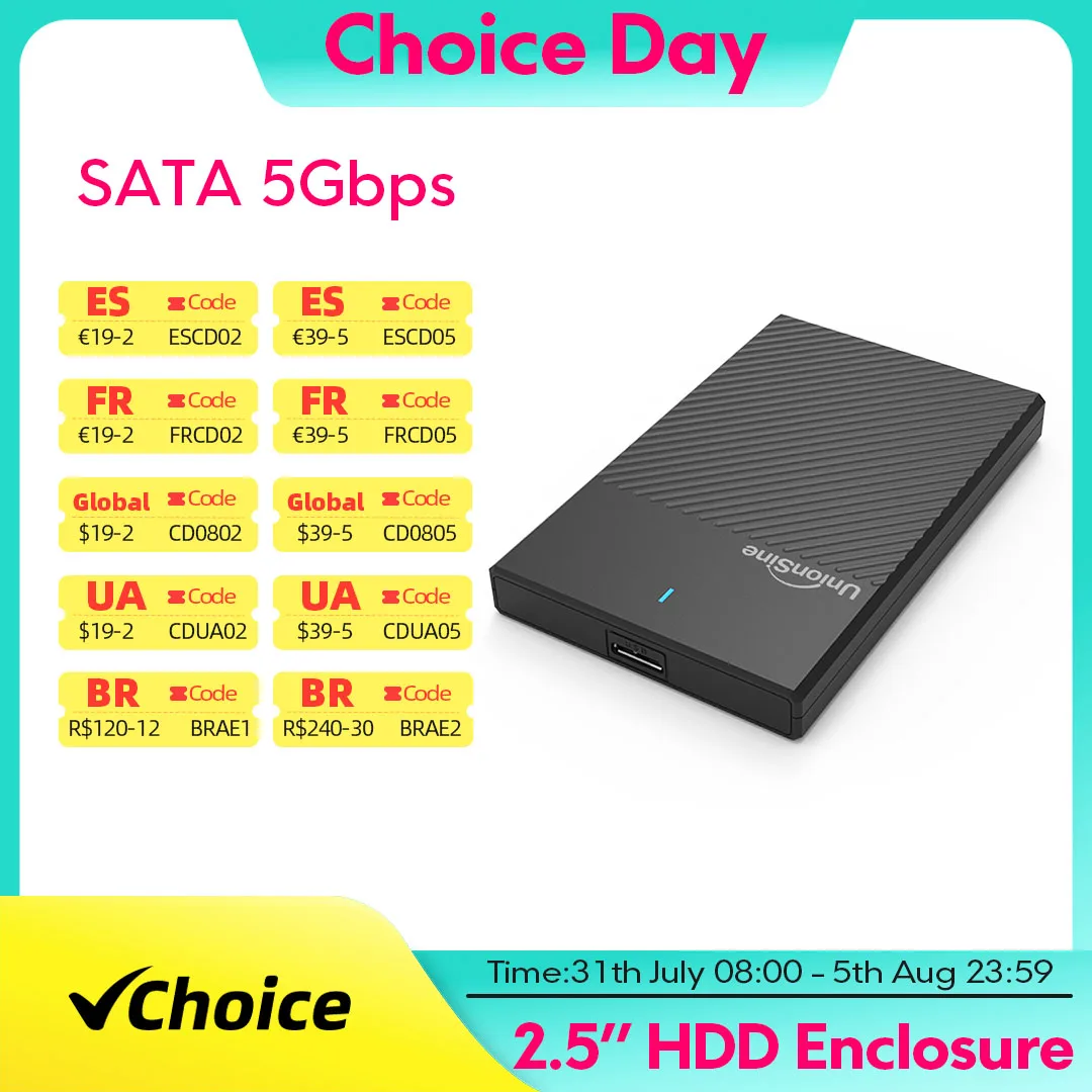 

UnionSine HDD Case 2.5" USB 3.0 HDD Enclosure 2.5inch Serial Port SATA SSD Support 6TB For Seagate Toshiba Fujitsu 2.5" HDD Box