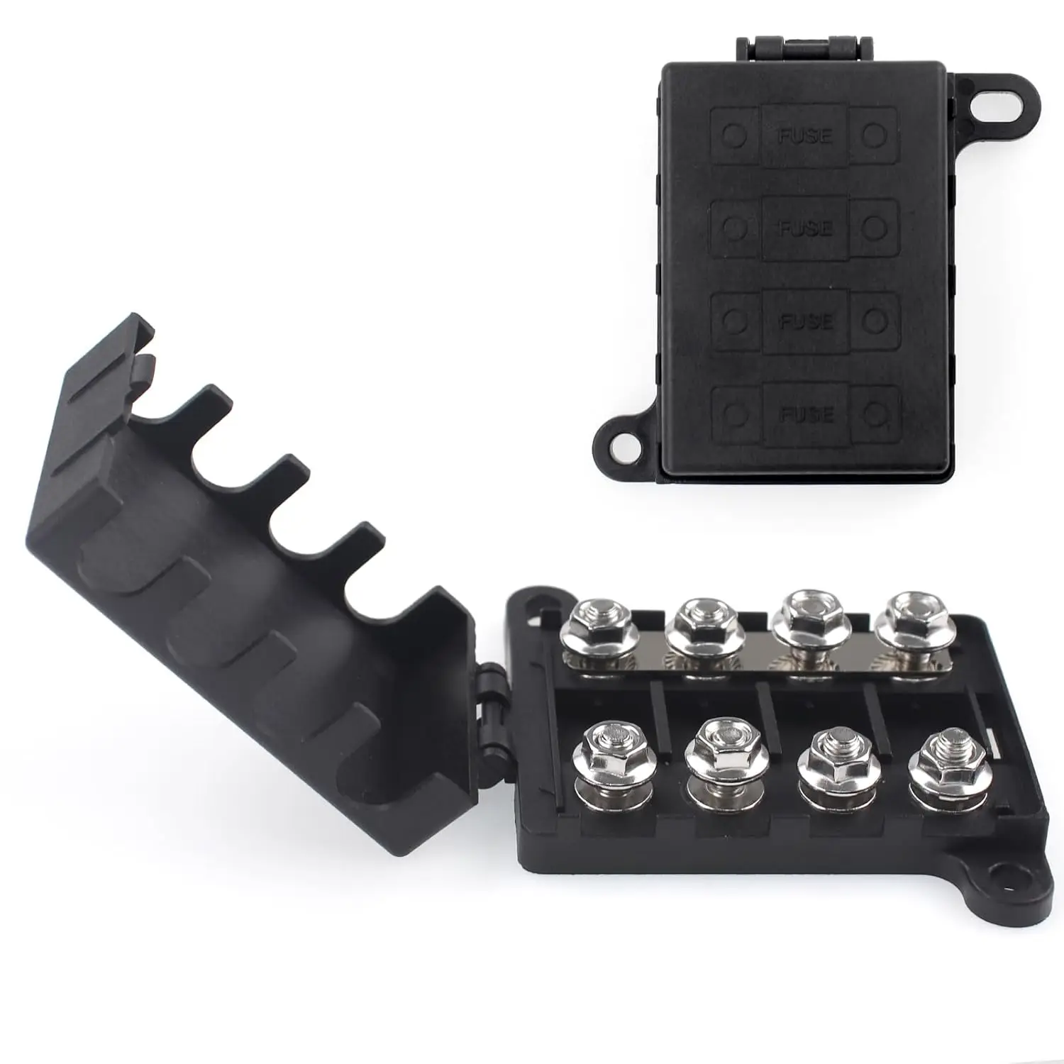 Fuse Box 4 Way Mini Fuse Holder with Cover High Current MANL Fuse Block for Forklifts, Cars, Buses