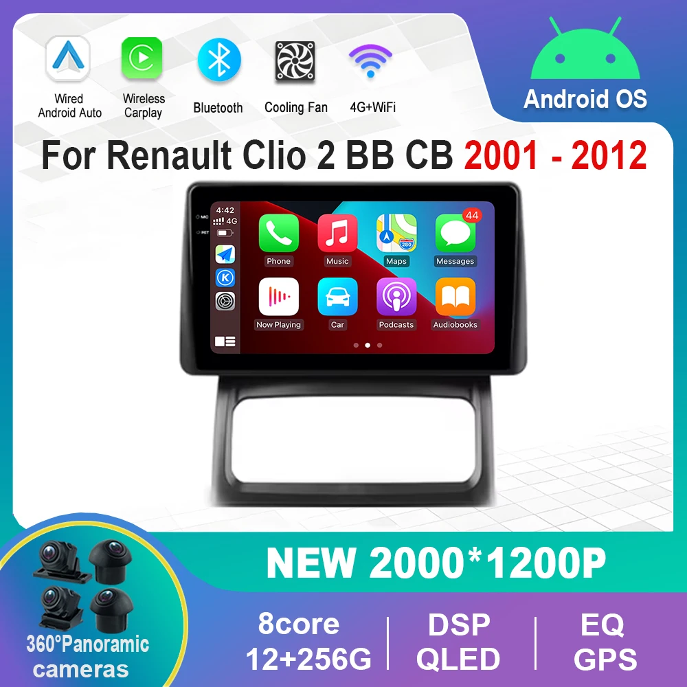 

for Renault Clio 2 BB CB 2001 - 2012 Car Radio Multimedia Player Android OS GPS Navigation 4G Carplay DSP Stereo WiFi Auto Tools