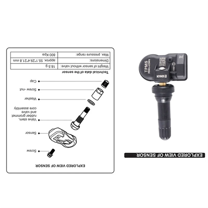 

8Pcs Programmable MX Sensor 315MHZ+433Mhz 2 In 1 TPMS Tire Pressure Sensor Monitor For Autel Tool TS408 TS508 ITS600