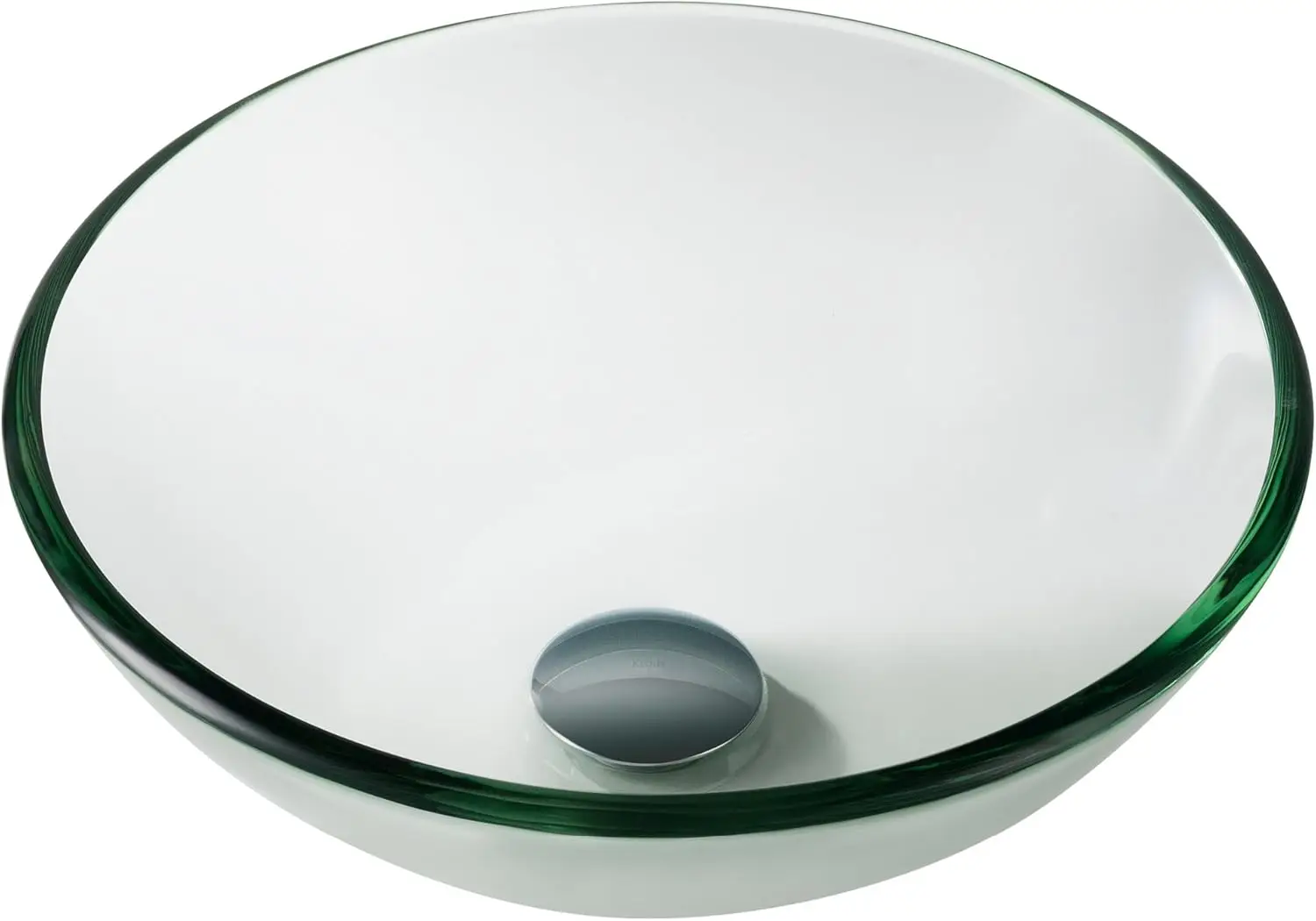 KRAUS Round Clear Glass Vessel Bathroom Sink, 14 inch GV-101-14